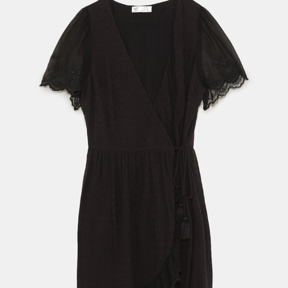 🌸SOLD🌸 Zara Mini Black Wrap Crossed Dress - Picture 5 of 5
